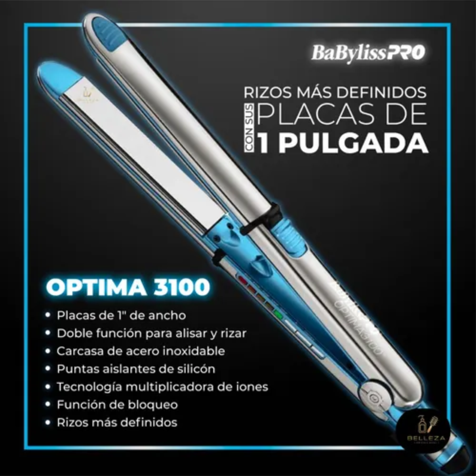 Alaciadora BabylissPro Optima 3100 Carcasa De Acero Inóx 1"