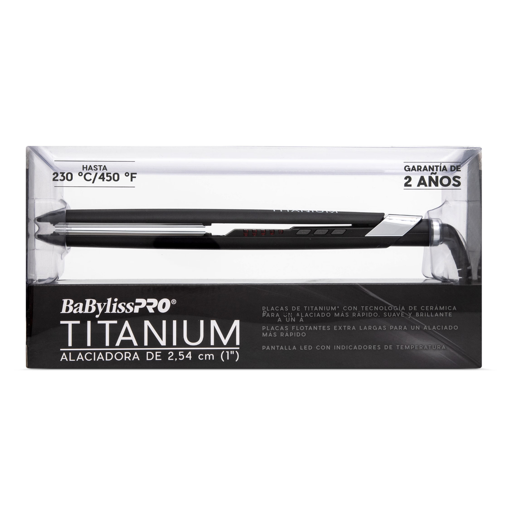 Alaciadora BabylissPro Titanium de 1" Negra BT130TES