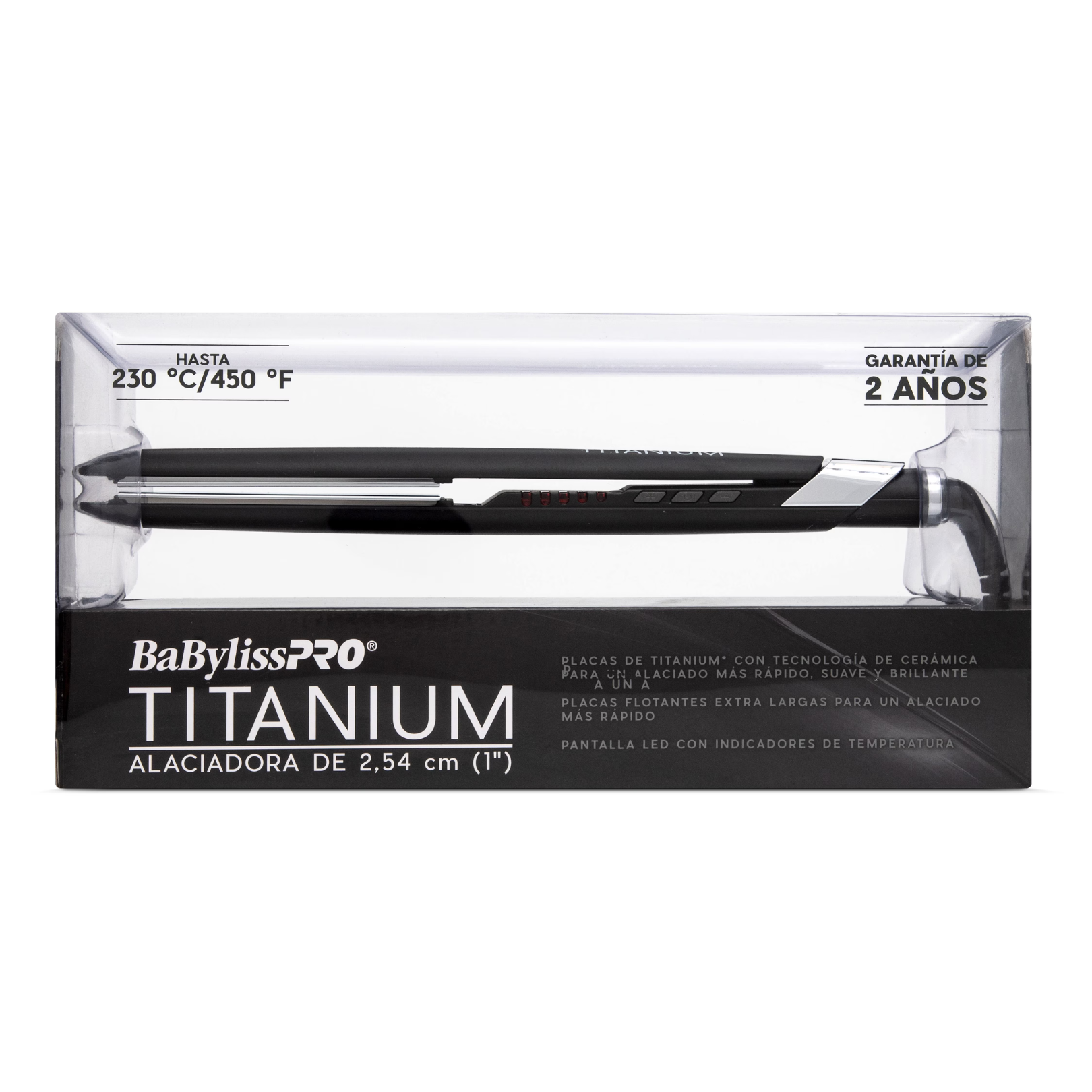 Alaciadora BabylissPro Titanium de 1" Negra BT130TES