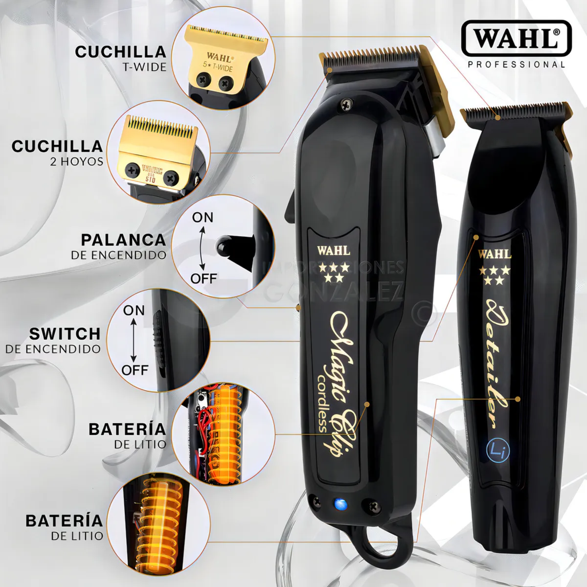 Combo Kit Wahl Cortadora 5 Stars Magic Clip y Detalladora Inalámbrica