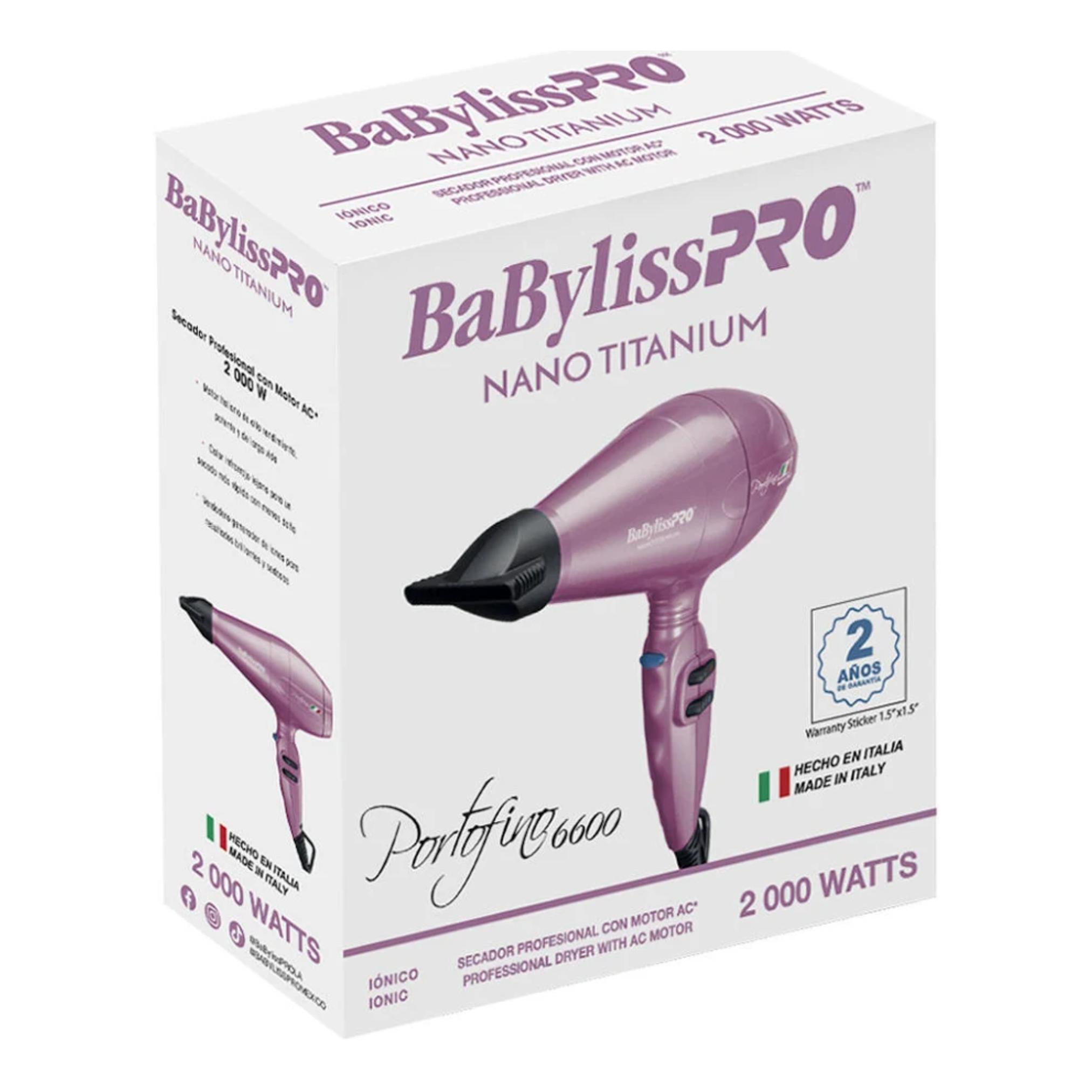 Secadora BabylissPRO Portofino Magenta 2000w