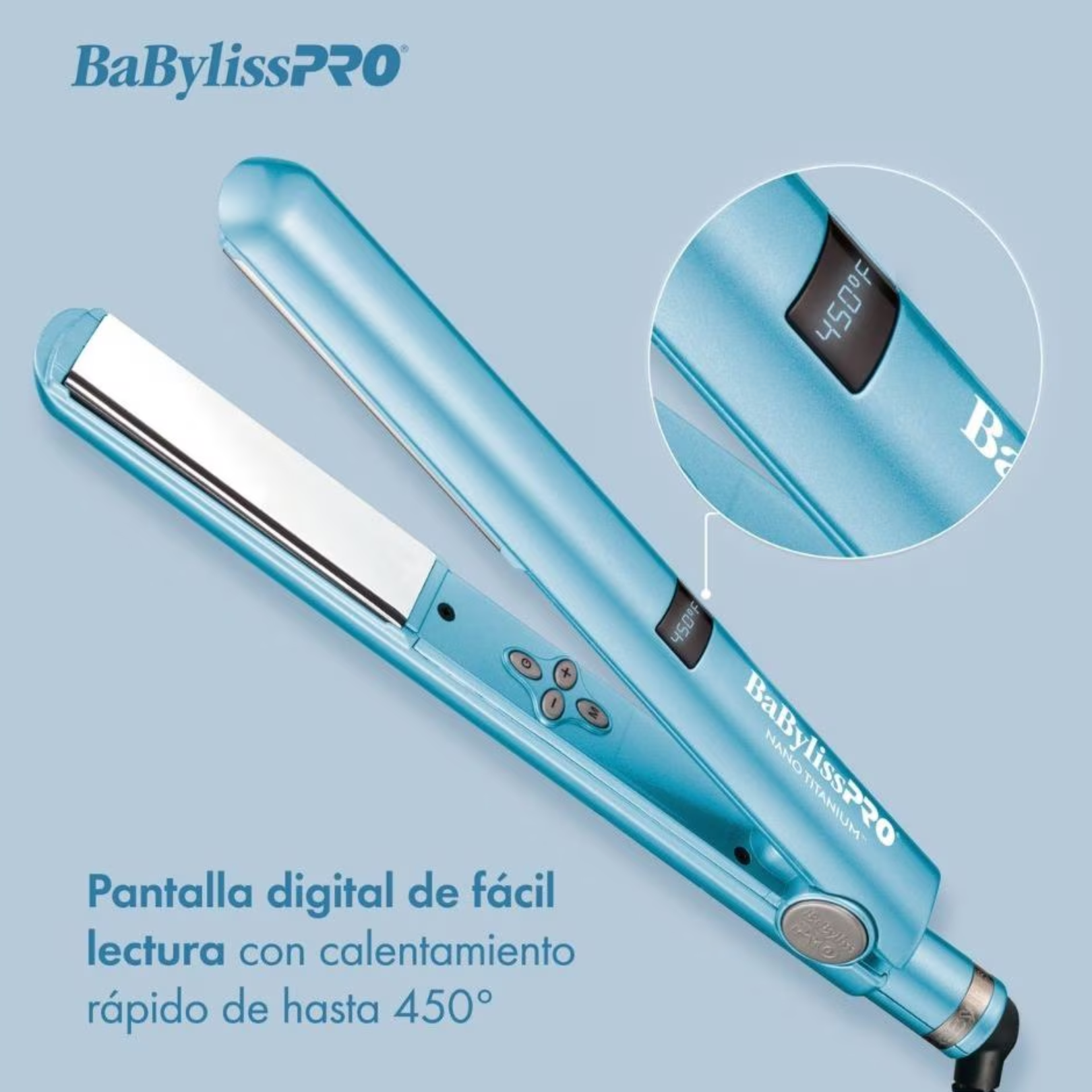 Alaciadora Babyliss Nano Titanium Digital de 1” Azul Cable 360