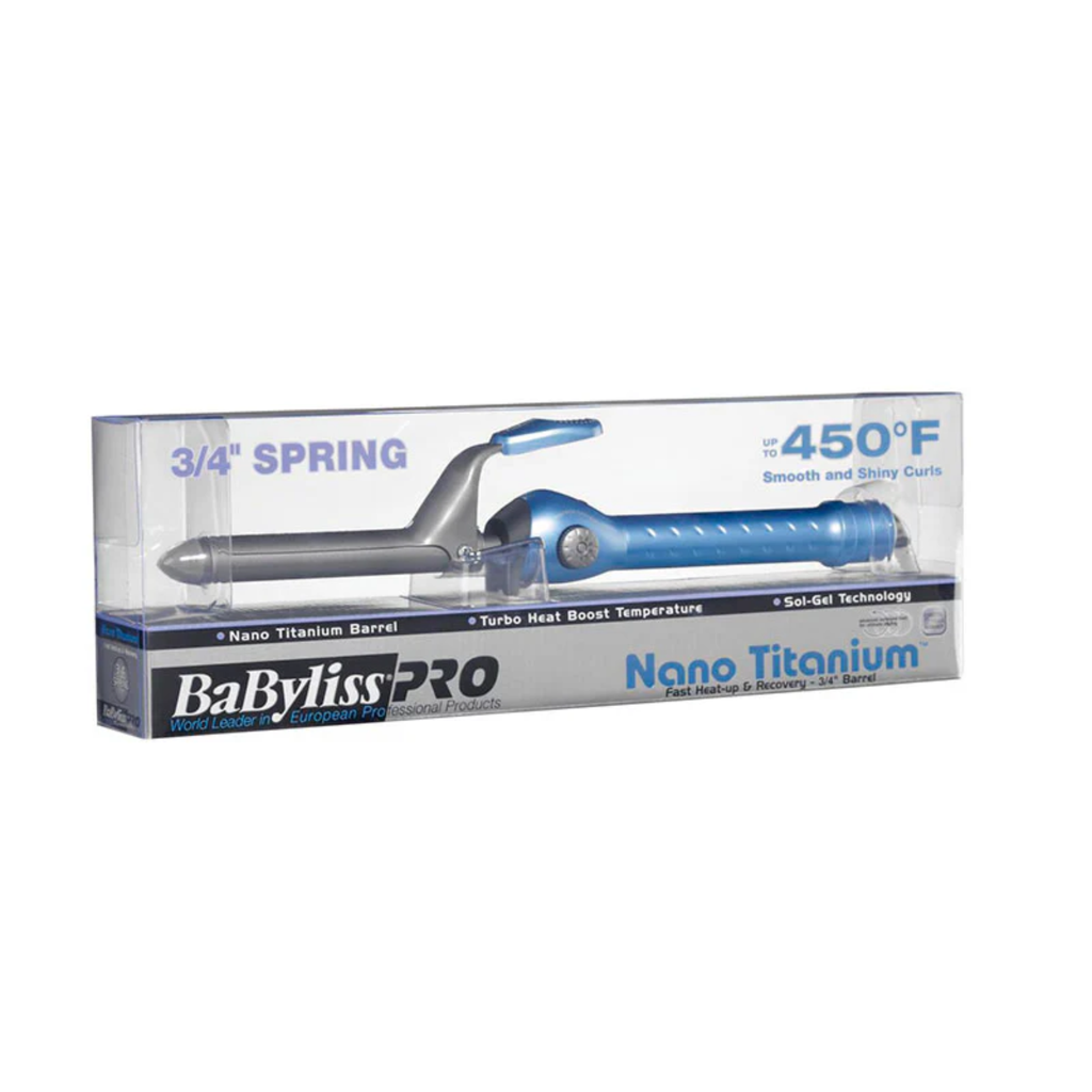Tenaza Babyliss Pro Nano Titanium De 3/4 Azul