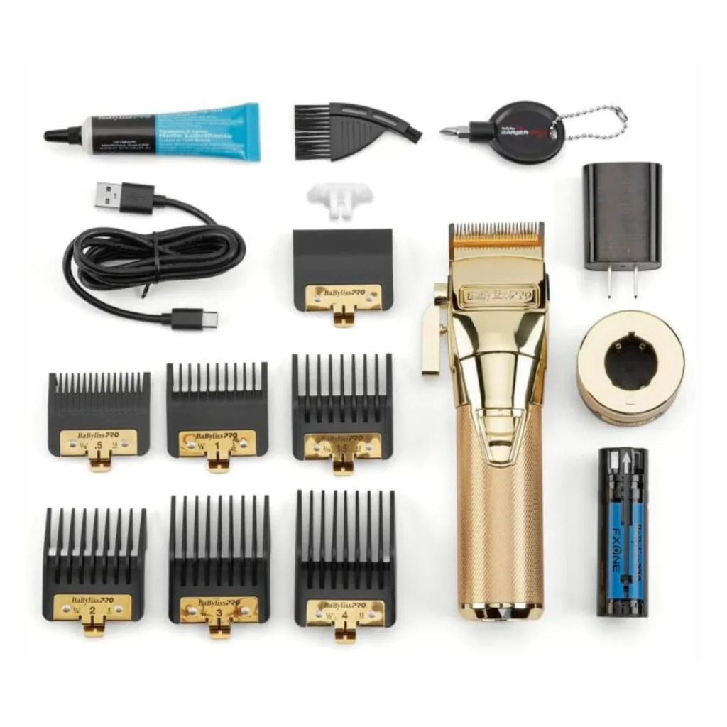Combo Kit Babyliss Clipper & Trimmer Gold  FxONE Bases De Carga Dorado
