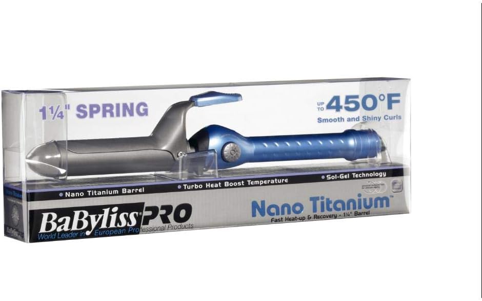 Tenaza Babyliss Pro Barril Sol-Gel Y Nano Titanium De 1" 1/4 Azul