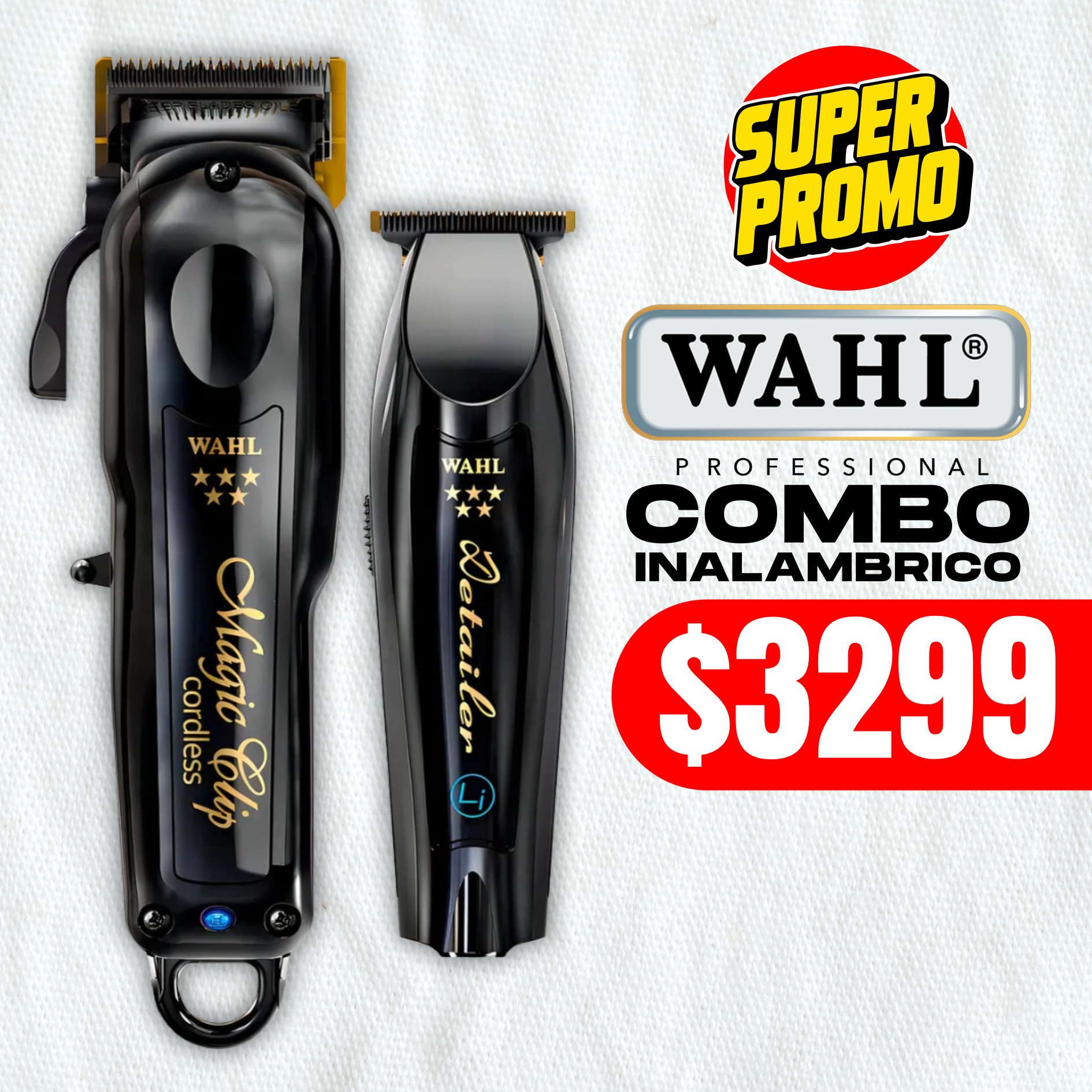 Combo Kit Wahl Cortadora 5 Stars Magic Clip y Detalladora Inalámbrica