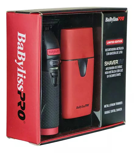 Combo Babyliss Pro Inalámbrico Trimmer y Shaver UV Rojo FX