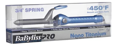 Tenaza Babyliss Pro Nano Titanium De 3/4 Azul