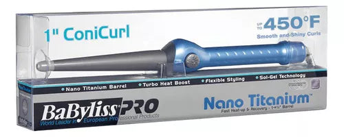 Rizador Cónico Babyliss Pro De Nano Titanium de 23 a 13mm Azul