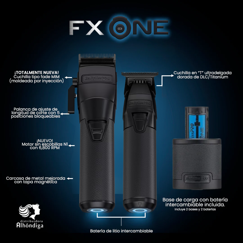 Combo Kit BabylissPro Inalámbrico Clipper & Trimmer Fx One Black Mate