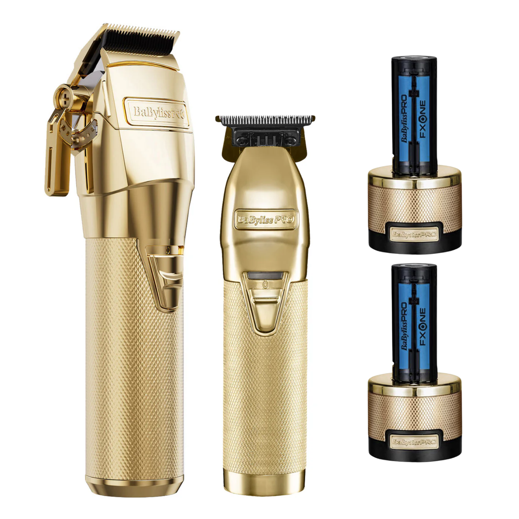 Combo Kit Babyliss Clipper & Trimmer Gold  FxONE Bases De Carga Dorado