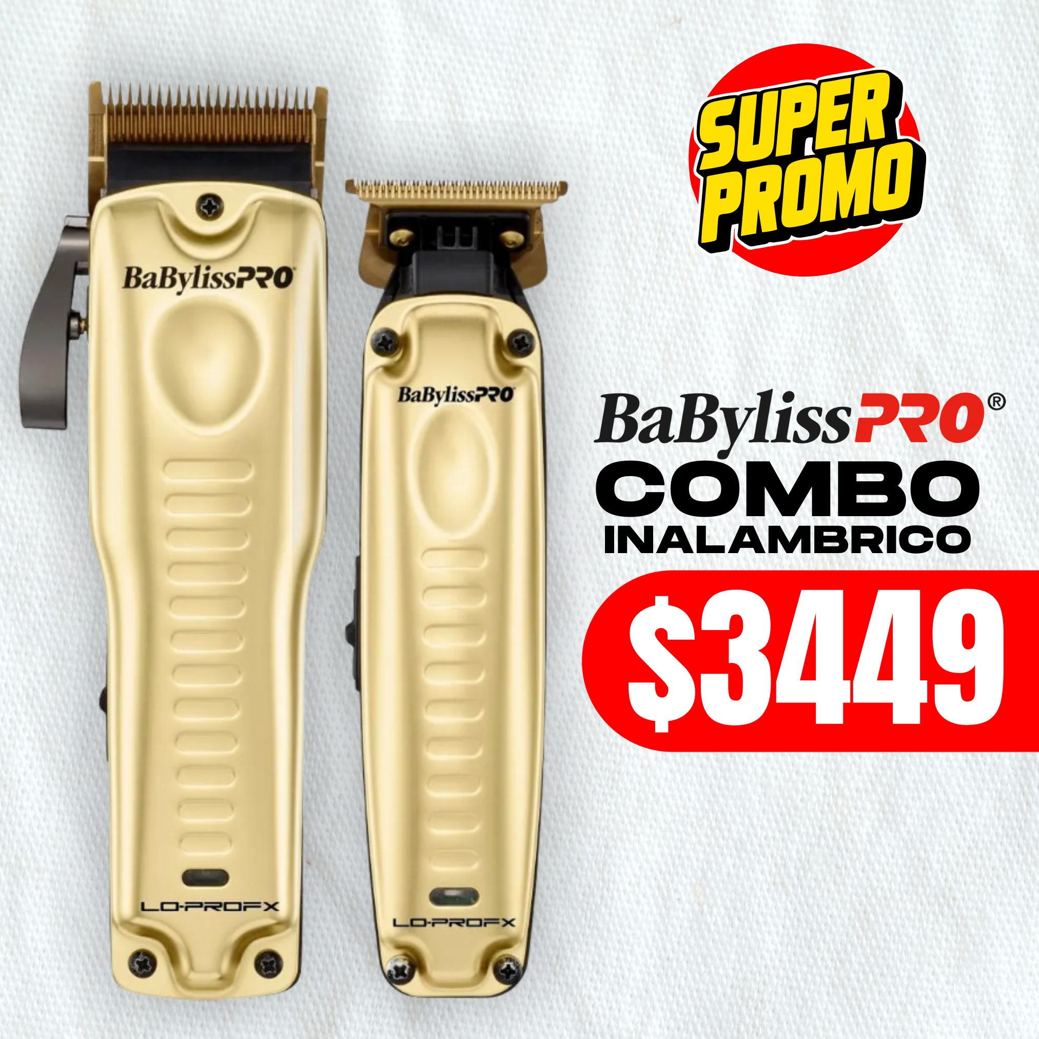 Combo Babyliss Pro Trimmer y Clipper LO-PROFX Edición Limitada Dorada