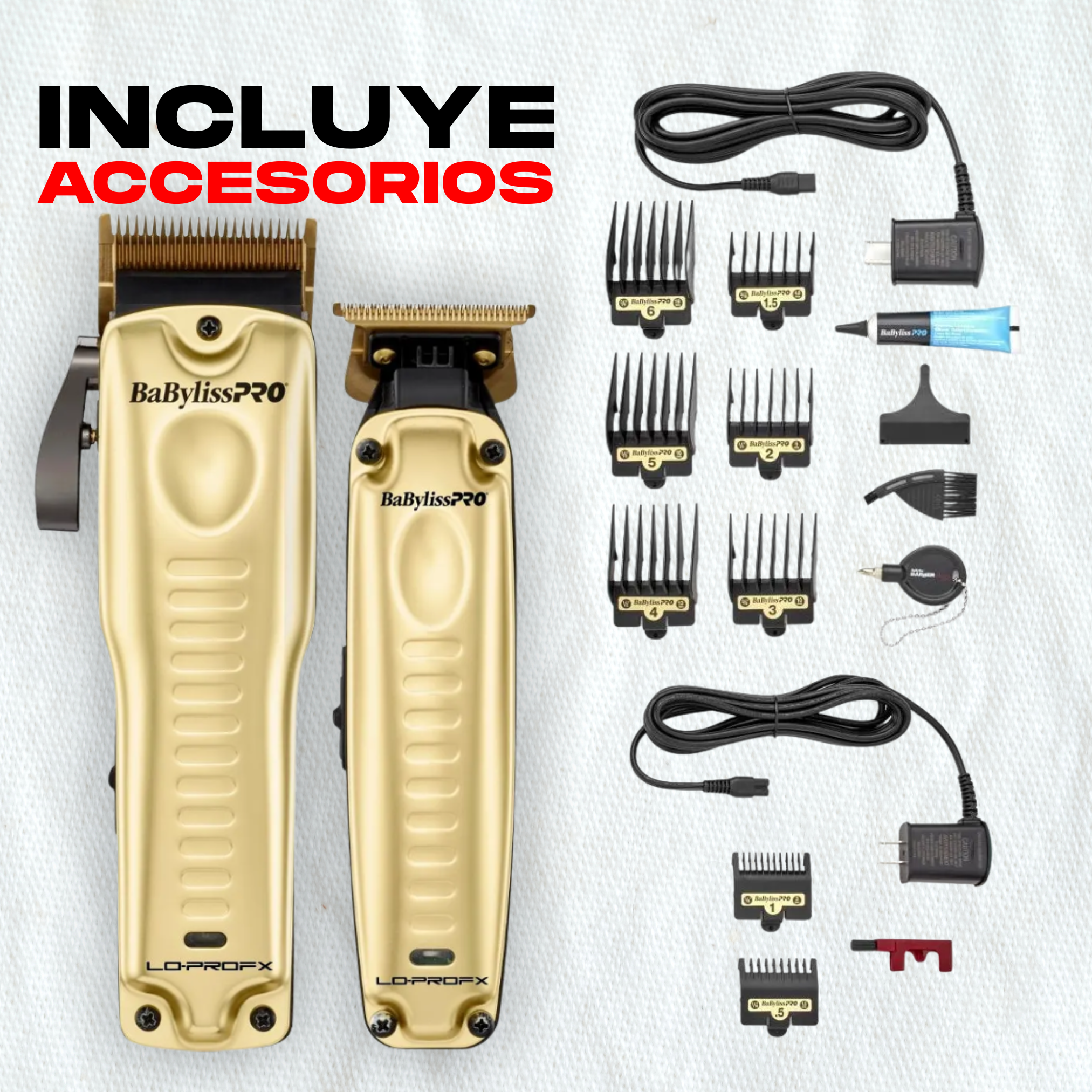 Combo Babyliss Pro Trimmer y Clipper LO-PROFX Edición Limitada Dorada