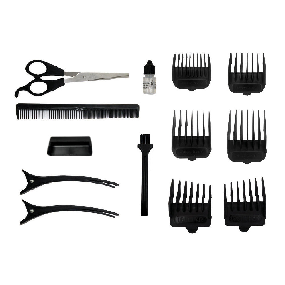 Kit Peluquería Recortadora Noir Roja Con Accesorios