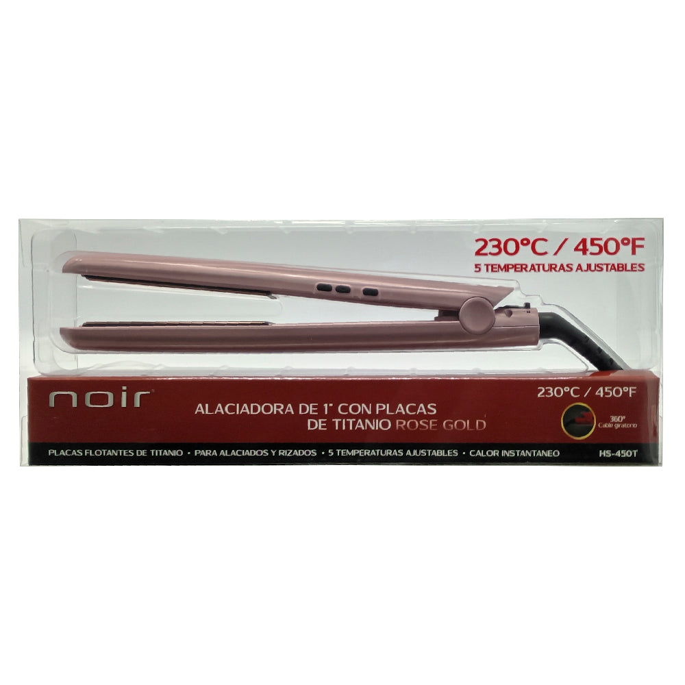 Alaciadora De Cabello Noir De 1" Placas Titanio Rosa