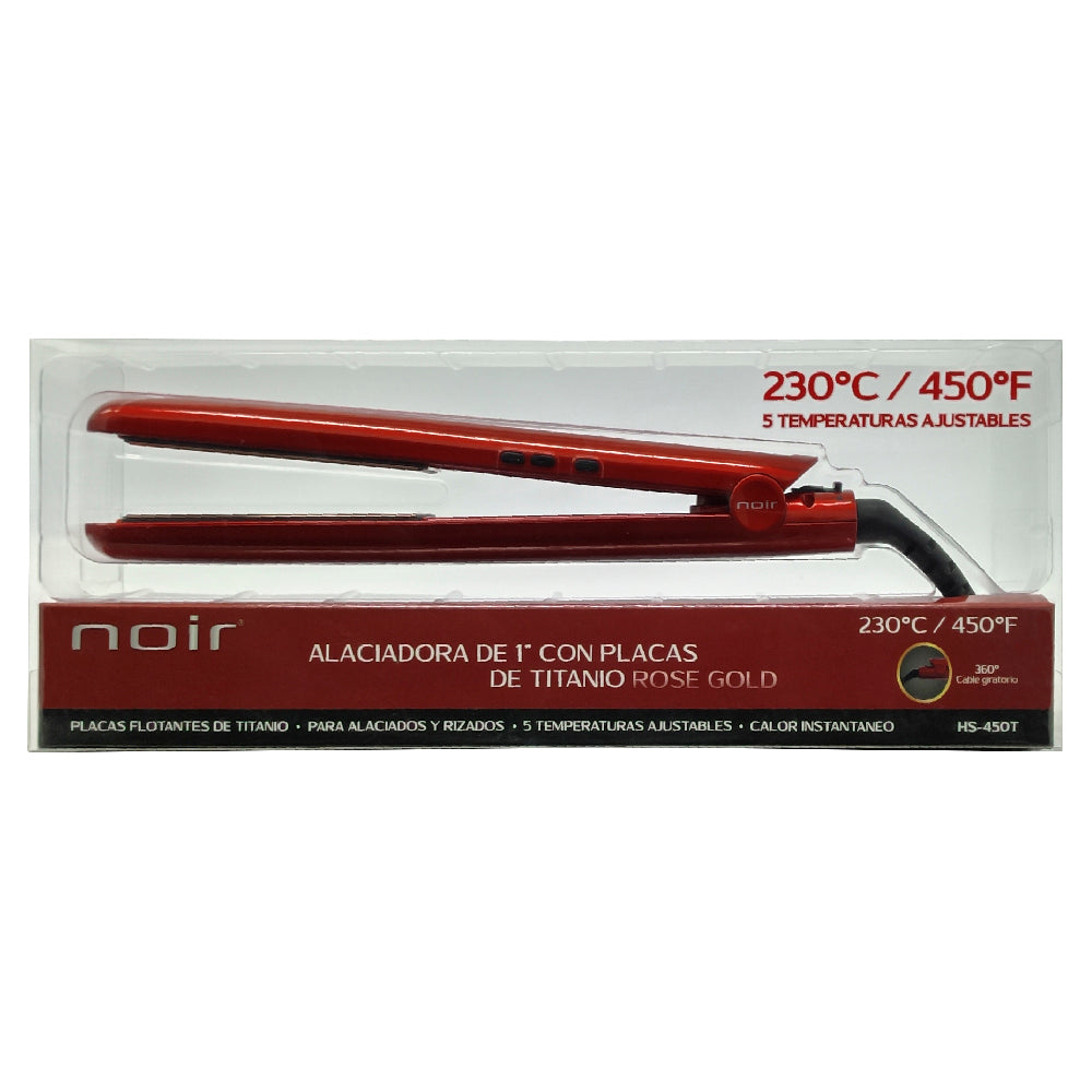 Alaciadora De Cabello Noir De 1" Placas Titanio Roja
