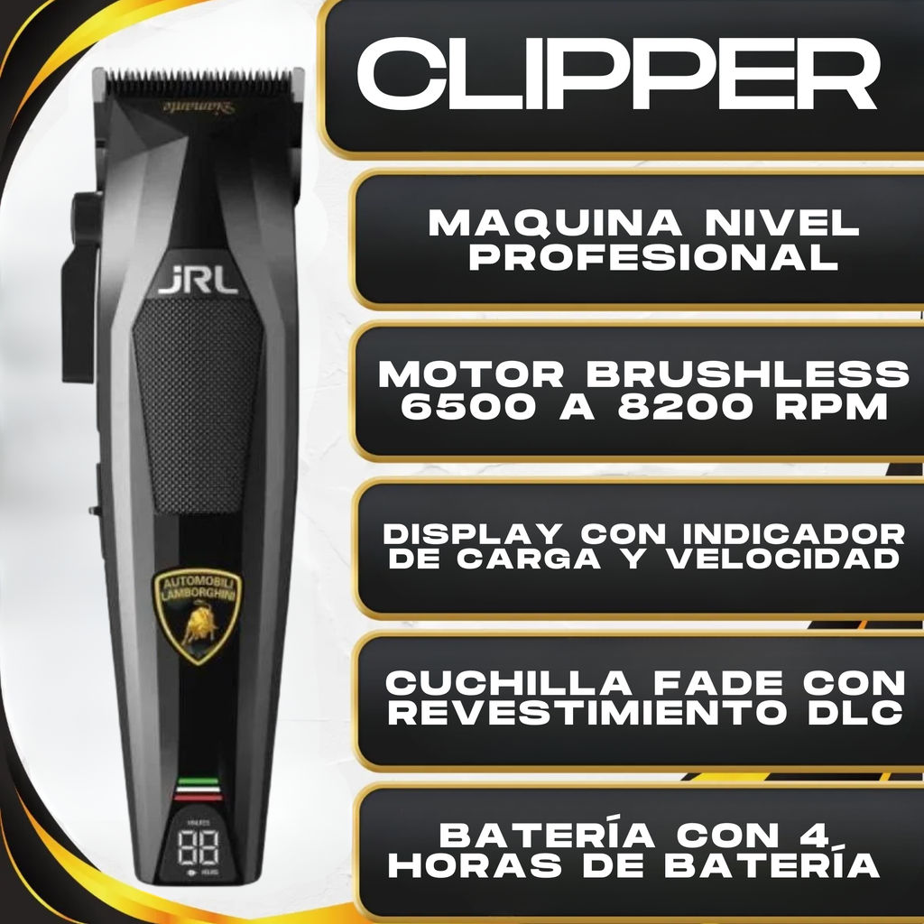 Combo JRL Lamborghini Clipper & Trimmer Negro Bases De Carga