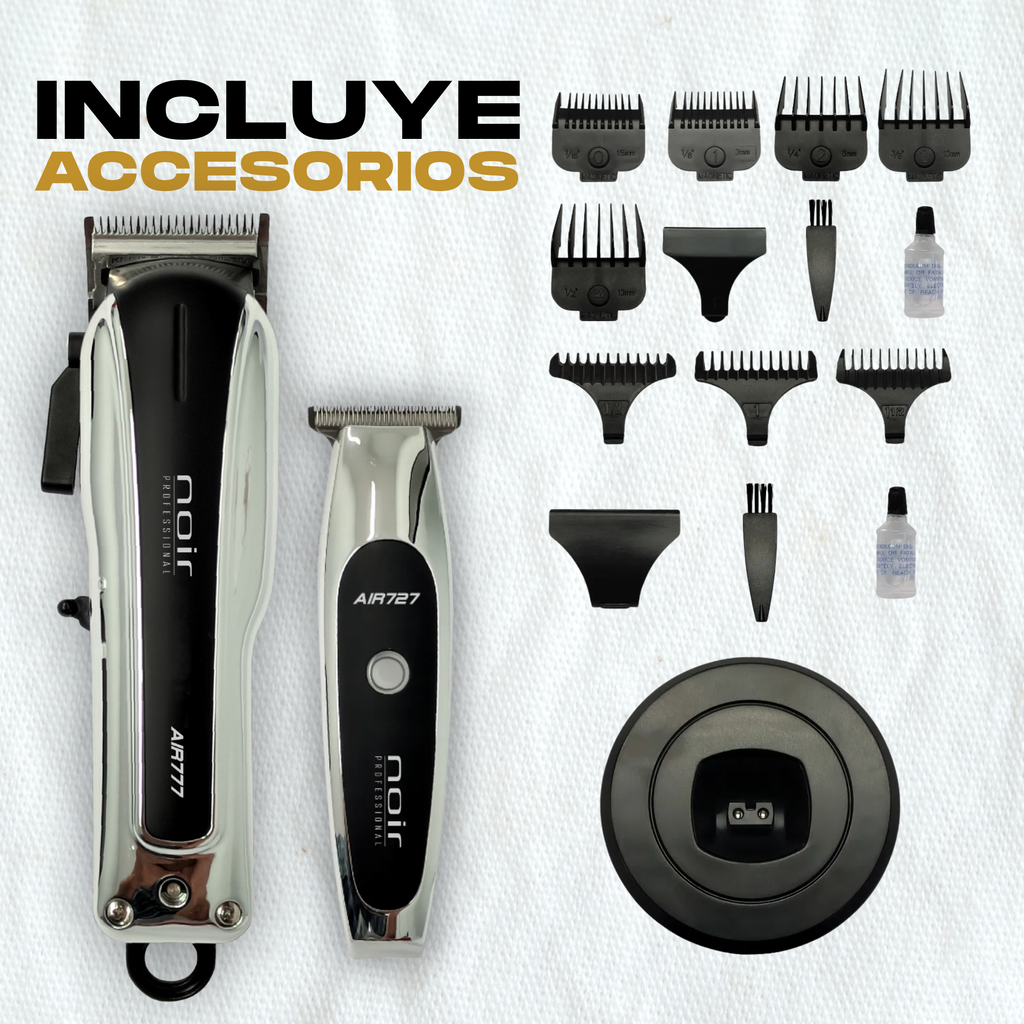 Combo Noir Pro Cortadora Clipper y Trimmer Inalámbrico Base De Carga