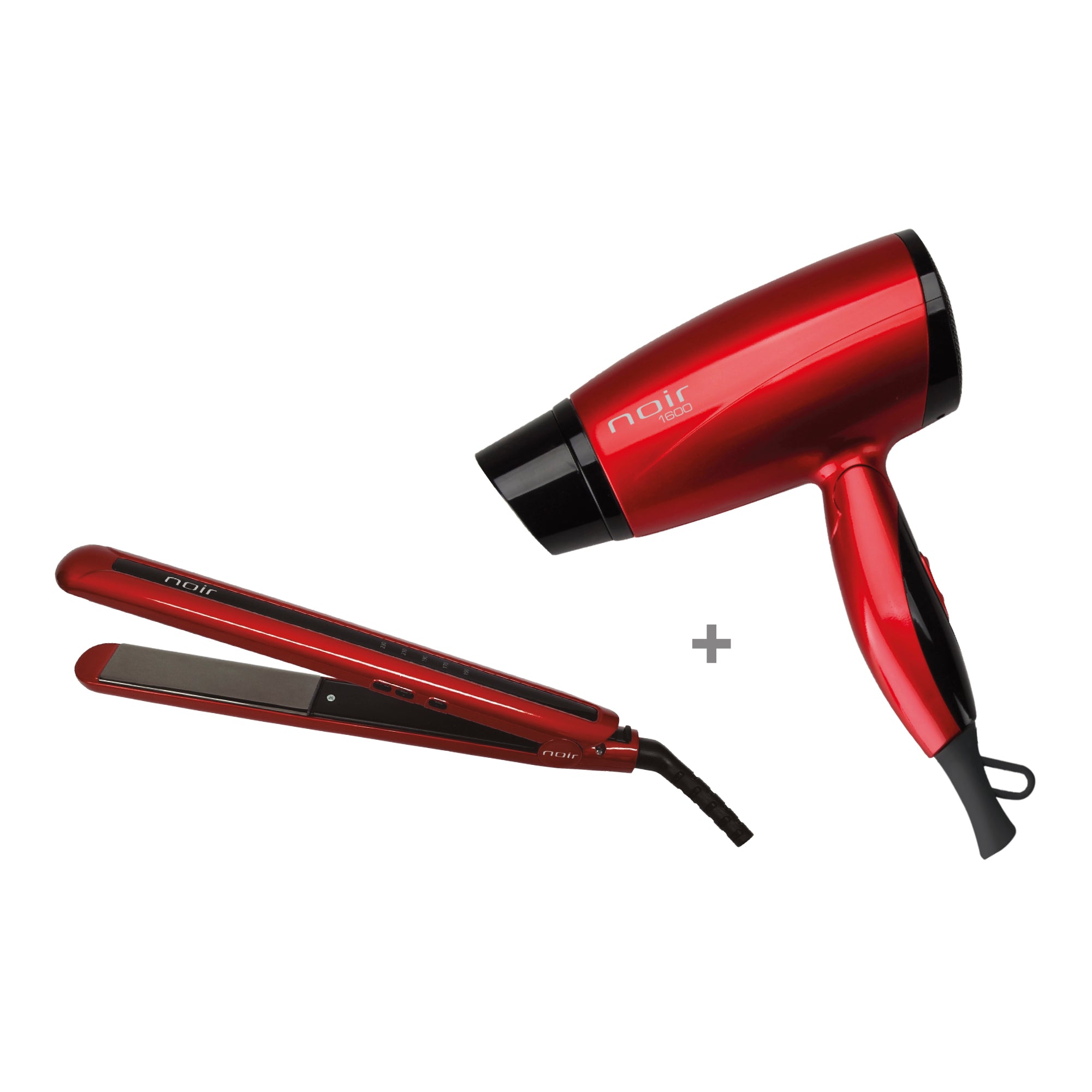 Combo Kit Secadora Mini Roja y Alaciadora de titanio de 1” Roja