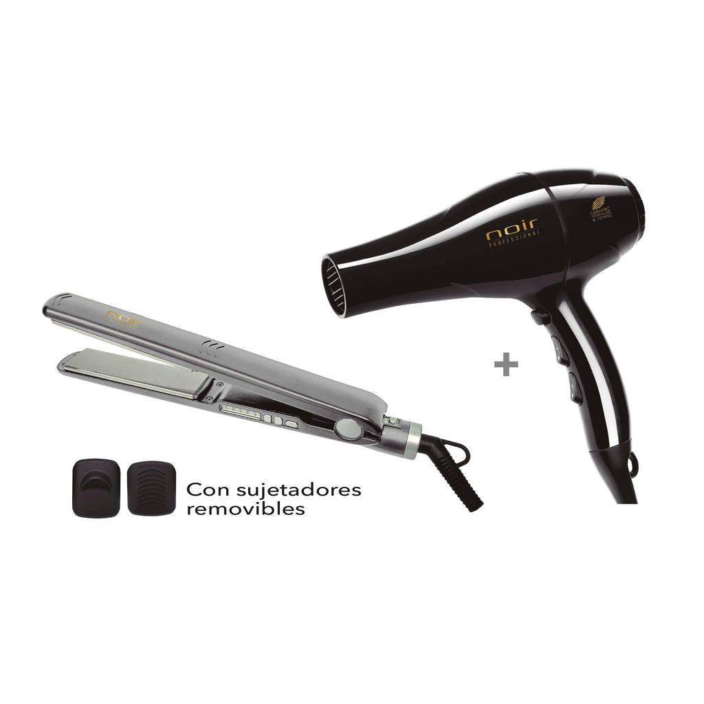 Combo Kit Noir Pro Secadora y Alaciadora Titanio de 1” Gris