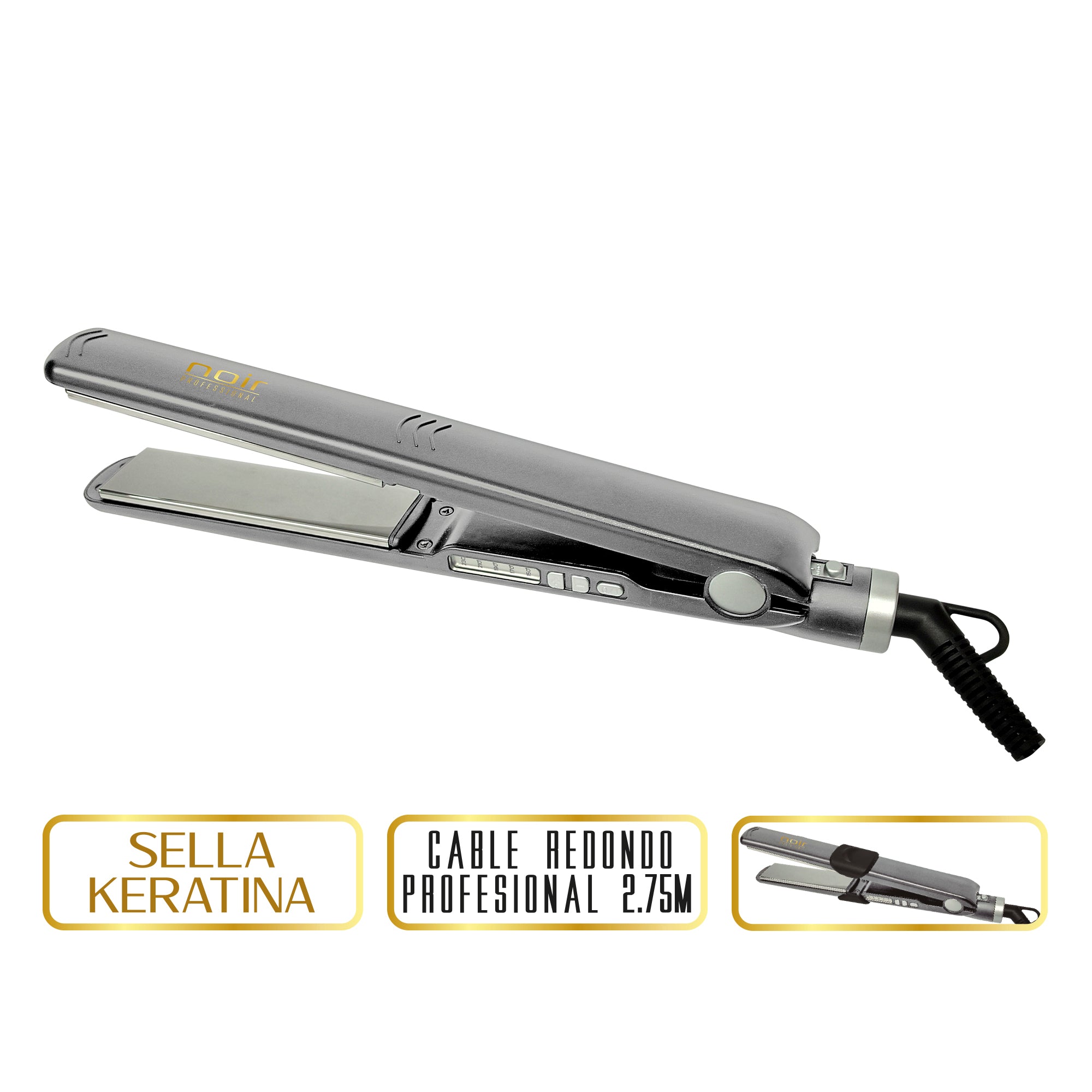 Alaciadora Noir Professional Gris Titanio 1" Sella Keratina