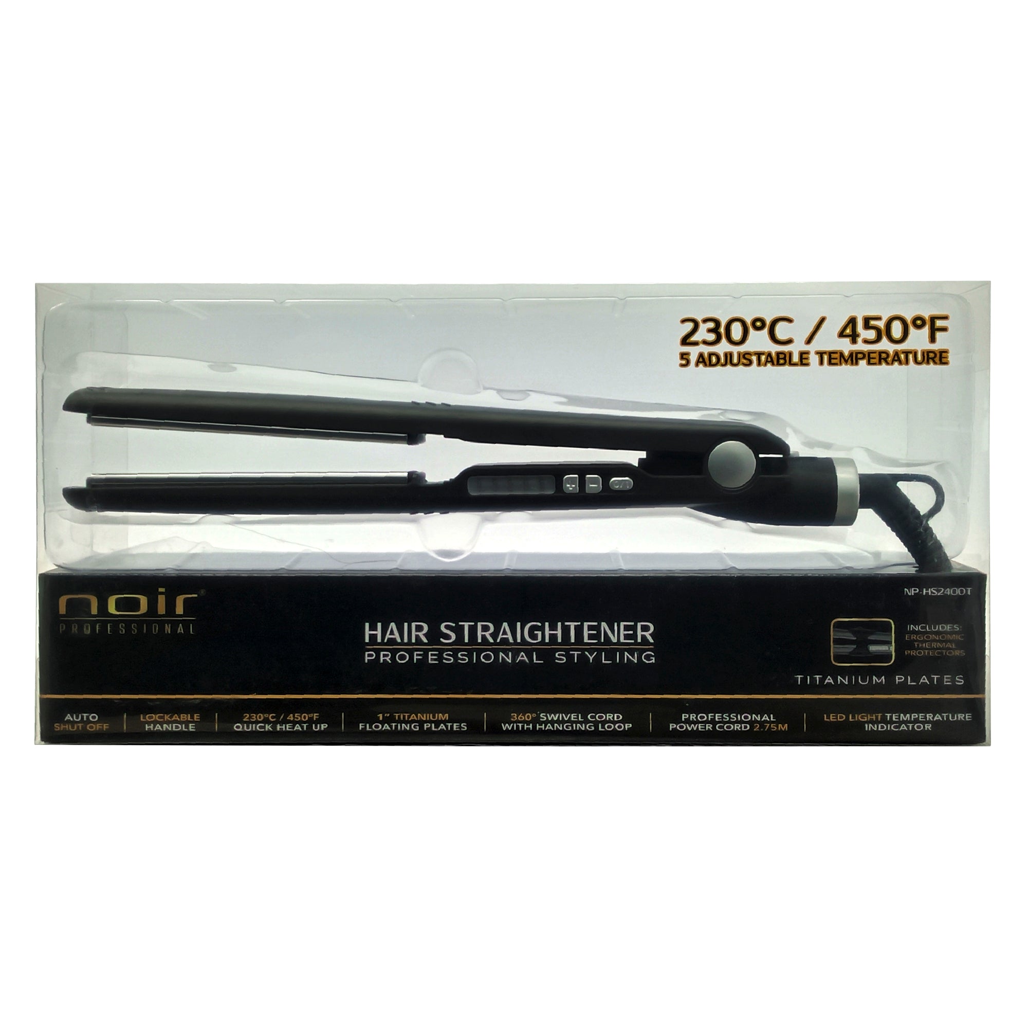 Alaciadora Noir Professional Negra Titanio 1" Sella Keratina