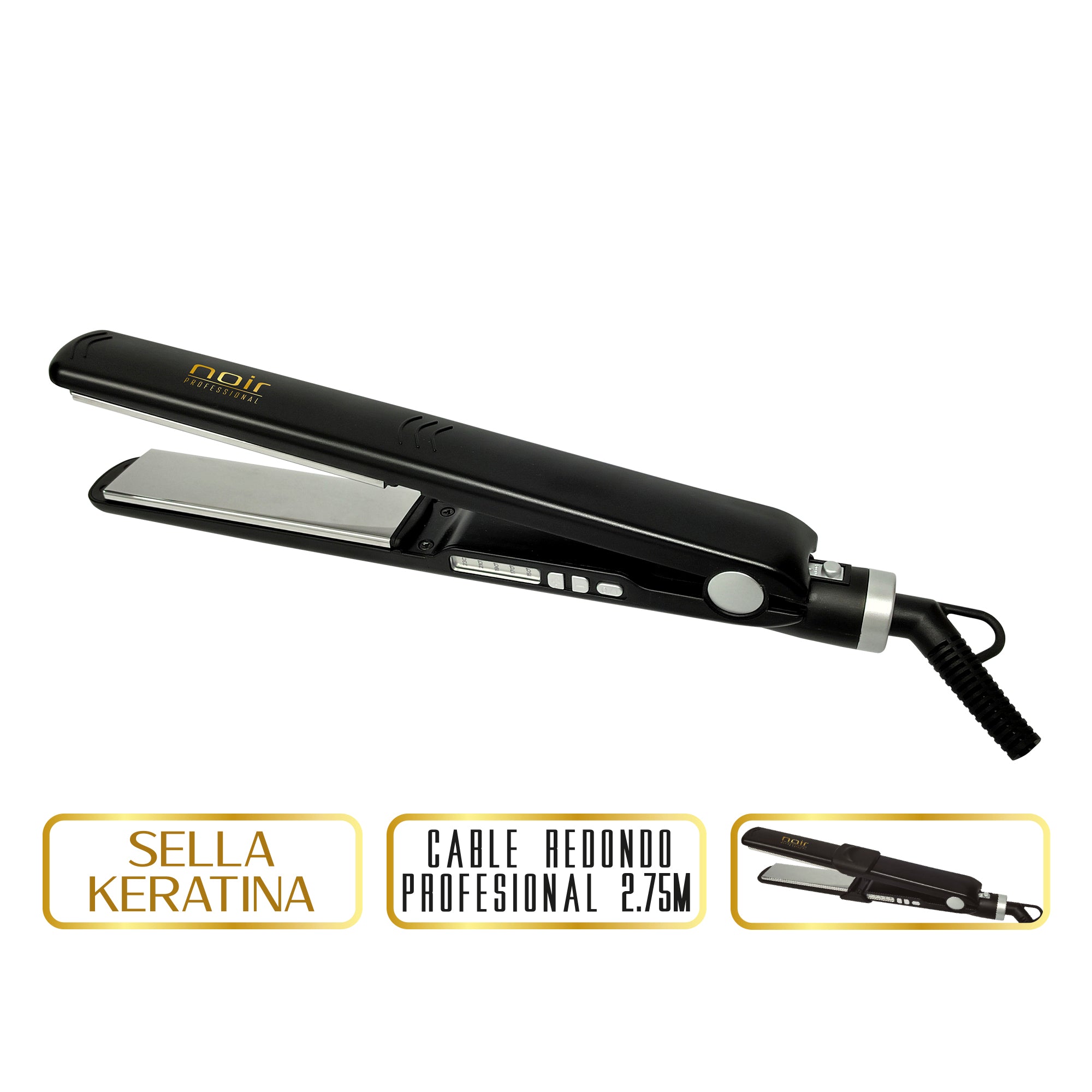 Alaciadora Noir Professional Negra Titanio 1" Sella Keratina