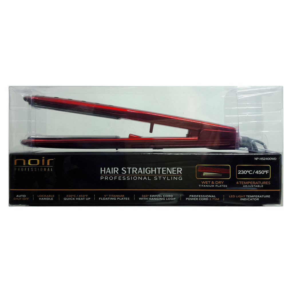 Alaciadora Noir Professional Titanio 1" Roja Húmedo y Seco