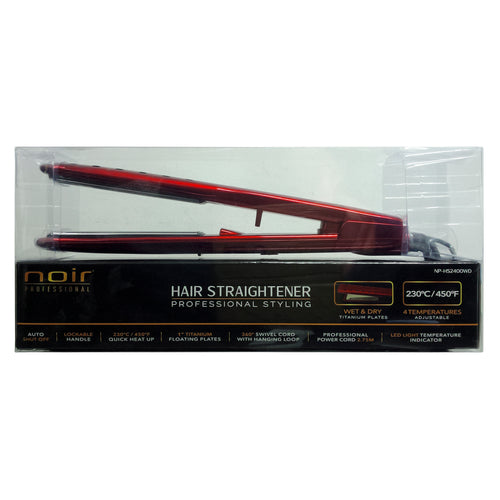 Alaciadora Noir Professional Titanio 1" Roja Húmedo y Seco