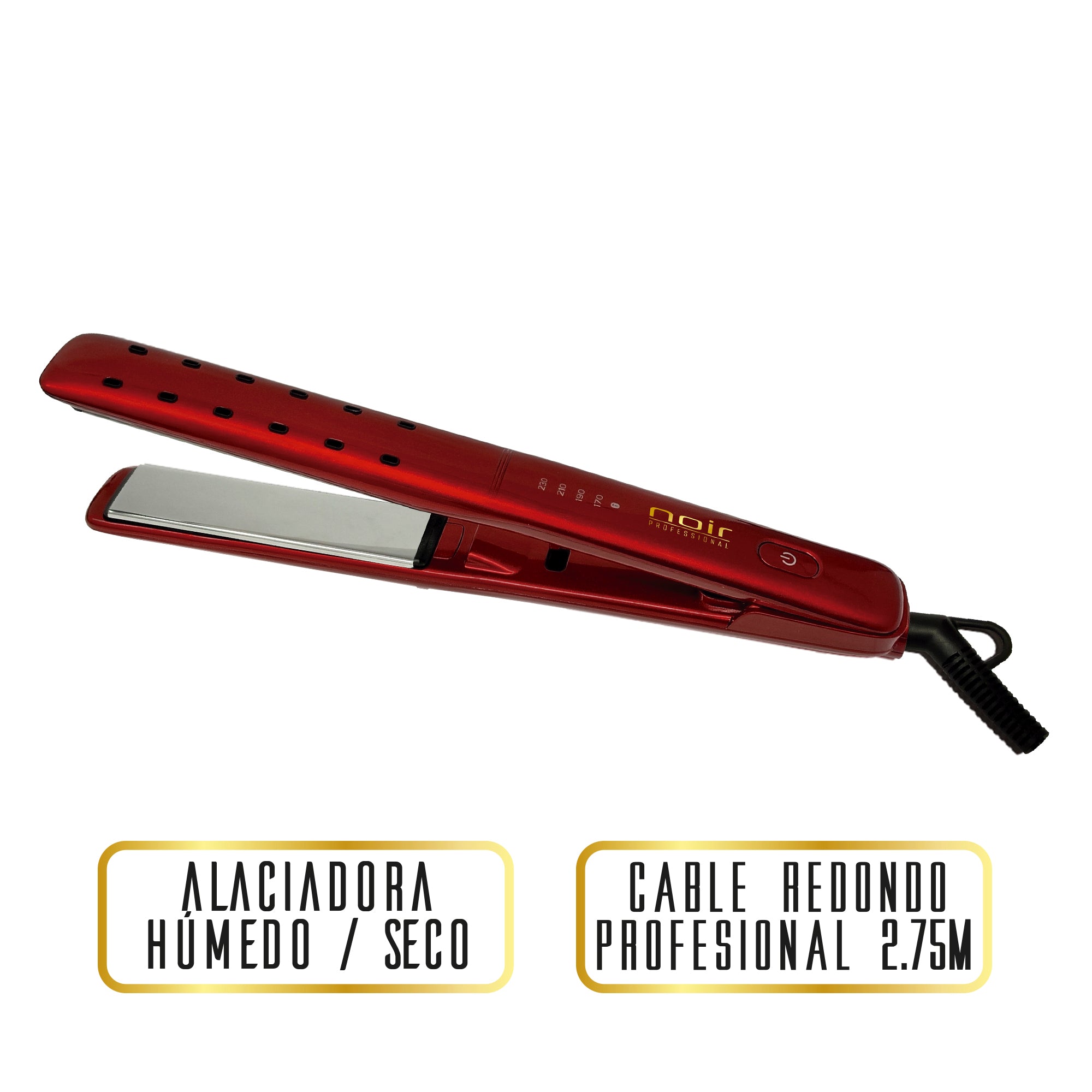 Alaciadora Noir Professional Titanio 1" Roja Húmedo y Seco