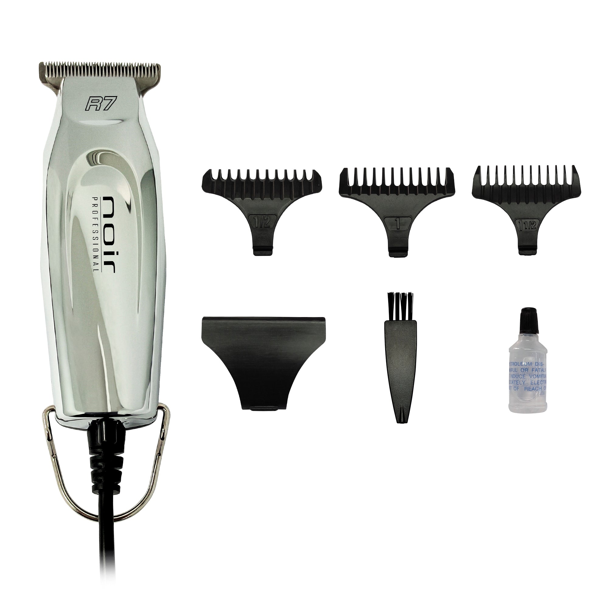 Trimmer Noir Professional Alámbrica R7 Silver Peines y Accesorios