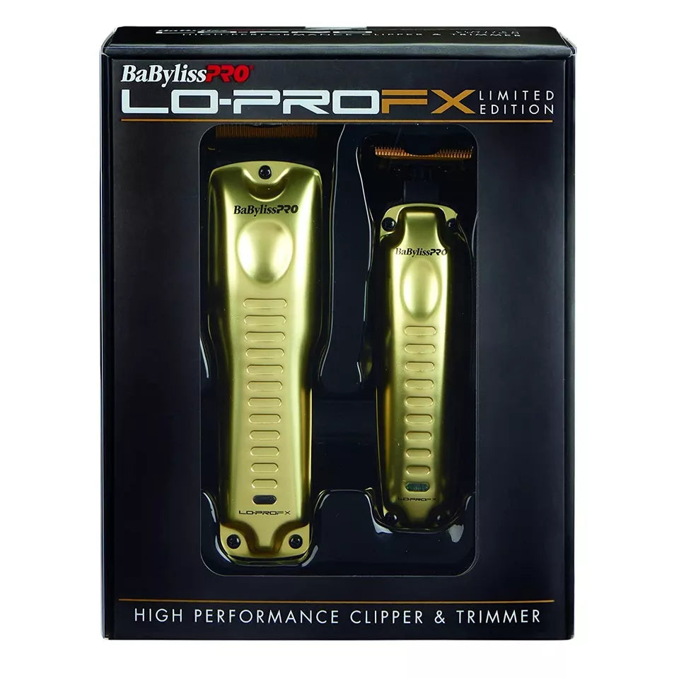 Combo Babyliss Pro Trimmer y Clipper LO-PROFX Edición Limitada Dorada