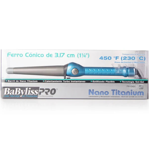 Rizador Cónico Babyliss Pro Nano Titanium Azul